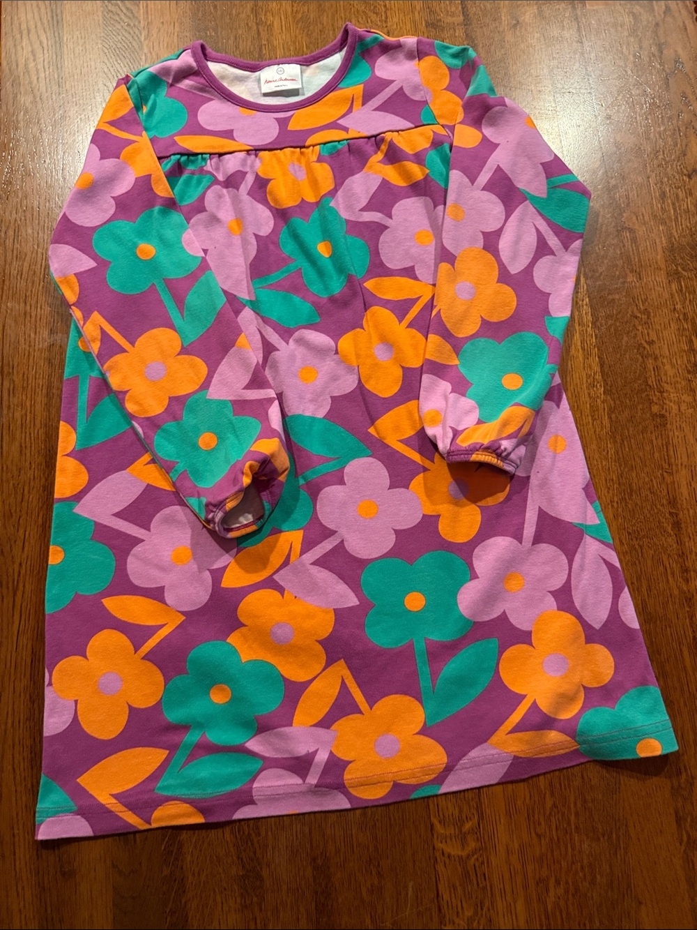 Hanna Andersson Purple Floral Long-Sleeve A-Line Dress